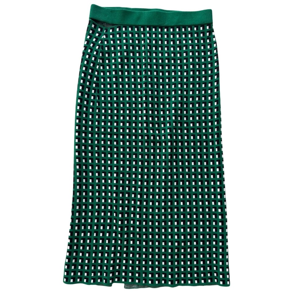 Banana Republic Xs Green & Black Checkered Knit Sweater Pencil Skirt